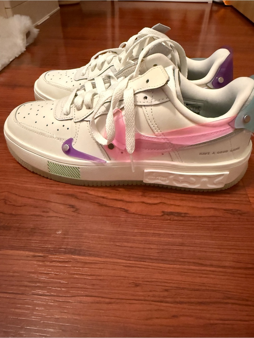 Nike White Athletic Sneakers with Pink & Purple Accents